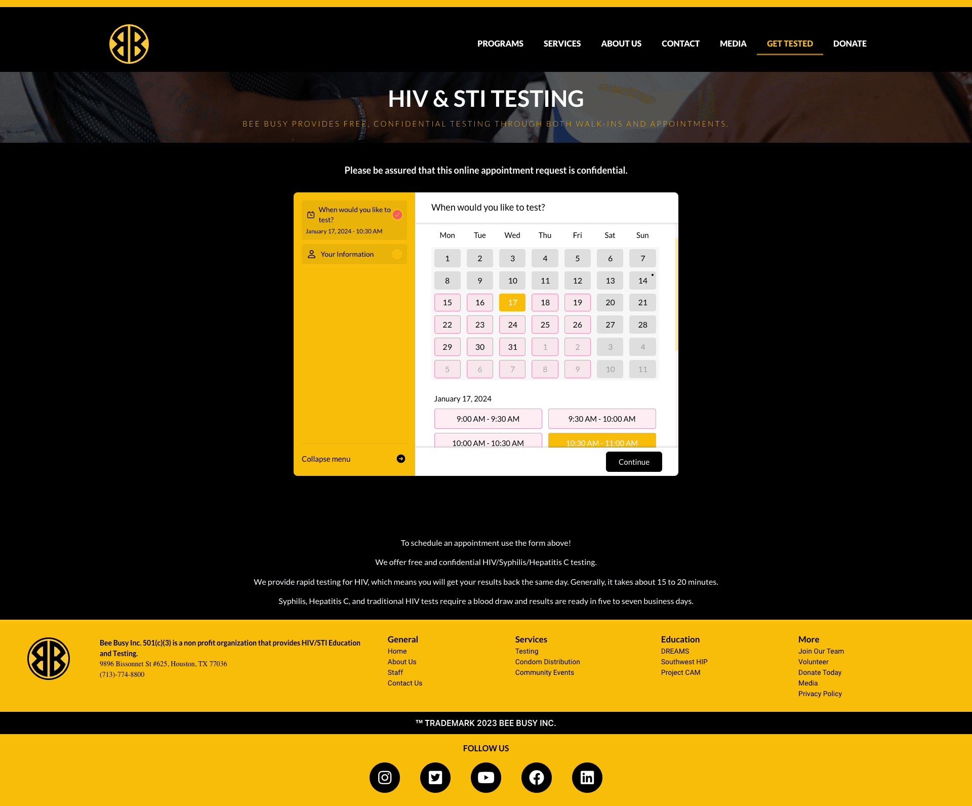 Appointment Scheduling Page