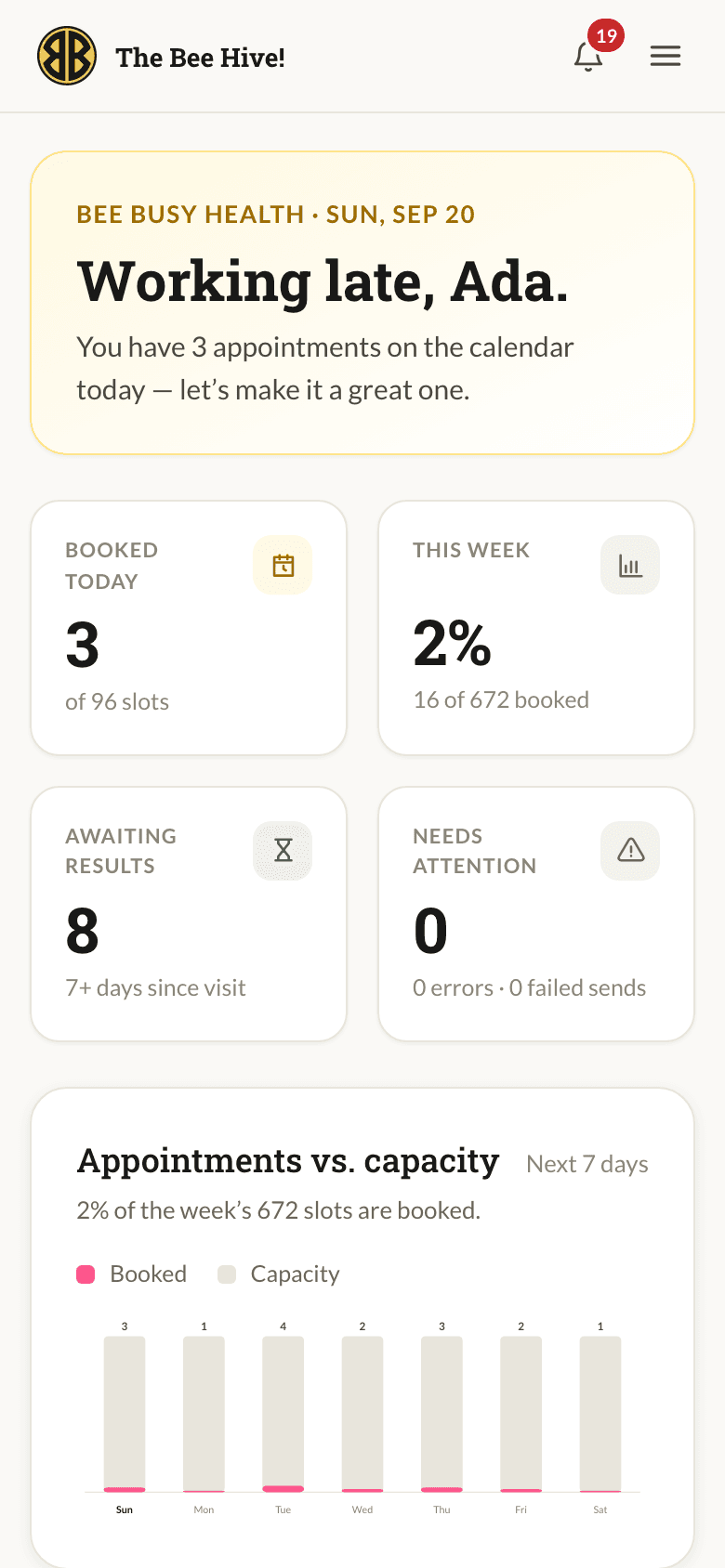 Staff dashboard on a phone